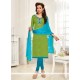 Green Chanderi Churidar Suit