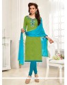 Green Chanderi Churidar Suit