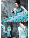 Turquoise Shaded Georgette Anarkali Suit
