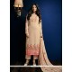 Scintillating Beige Embroidered Work Georgette Pant Style Suit