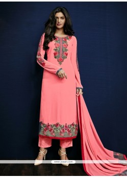 Princely Pink Resham Work Pant Style Suit