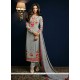 Jazzy Georgette Grey Embroidered Work Pant Style Suit