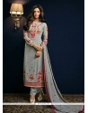 Jazzy Georgette Grey Embroidered Work Pant Style Suit