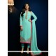 Charismatic Resham Work Georgette Turquoise Pant Style Suit