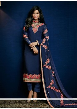 Sunshine Navy Blue Georgette Pant Style Suit