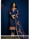 Sunshine Navy Blue Georgette Pant Style Suit