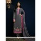 Modernistic Grey Resham Work Georgette Pant Style Suit