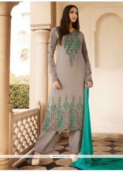 Titillating Georgette Grey Designer Pakistani Salwar Suit