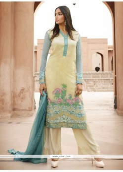 Embroidered Georgette Designer Pakistani Salwar Suit In Yellow