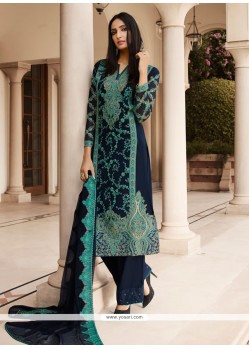 Blooming Navy Blue Designer Pakistani Salwar Suit