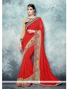 Swanky Faux Chiffon Patch Border Work Traditional Saree