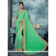 Flattering Green Embroidered Work Faux Chiffon Classic Designer Saree