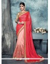 Festal Chiffon Satin Rose Pink Designer Saree