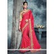 Gleaming Embroidered Work Hot Pink Classic Designer Saree