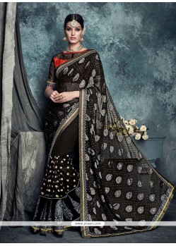 Fetching Embroidered Work Black Classic Saree