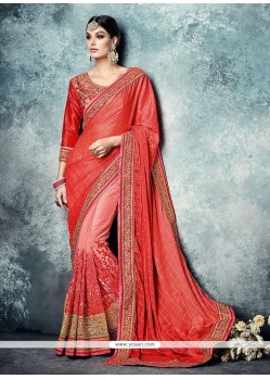 Glamorous Faux Chiffon Pink Designer Saree