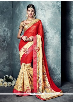 Masterly Patch Border Work Net Classic Saree