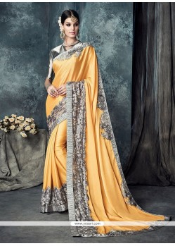 Versatile Yellow Chiffon Satin Traditional Saree