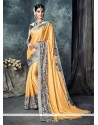 Versatile Yellow Chiffon Satin Traditional Saree