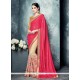 Customary Hot Pink Patch Border Work Trendy Saree