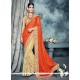 Beige Embroidered Work Net Classic Saree