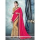 Hot Pink Patch Border Work Lycra Designer Saree