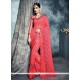 Compelling Faux Chiffon Rose Pink Patch Border Work Classic Saree