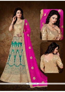 Flattering Sea Green Embroidered Work A Line Lehenga Choli