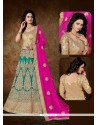 Flattering Sea Green Embroidered Work A Line Lehenga Choli