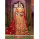 Captivating Peach Embroidered Work Art Silk A Line Lehenga Choli