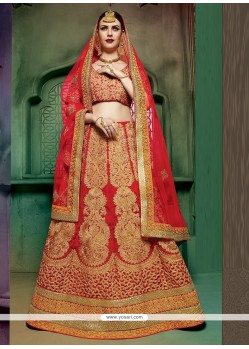 Congenial Art Silk Embroidered Work A Line Lehenga Choli