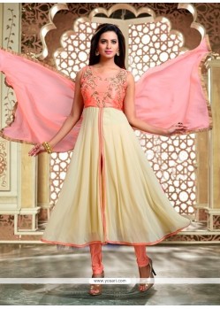 Cream Georgette Readymade Anarkali Salwar Suit