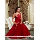 Scintillating Embroidered Work Maroon Art Silk Readymade Anarkali Salwar Suit