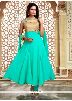 Sorcerous Sea Green Georgette Readymade Anarkali Salwar Suit