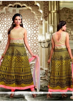 Renowned Art Silk Embroidered Work Readymade Anarkali Salwar Suit