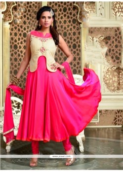 Ravishing Art Silk Hot Pink Readymade Anarkali Salwar Suit