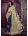 Tiptop Navy Blue Patch Border Work Georgette Classic Designer Saree