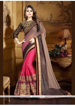Gratifying Embroidered Work Faux Crepe Designer Traditional Sarees