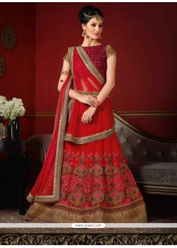 Celestial Red A Line Lehenga Choli