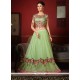 Patch Border Net A Line Lehenga Choli In Sea Green