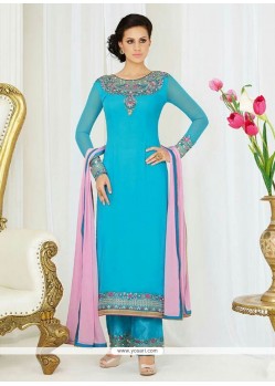 Aesthetic Georgette Embroidered Work Pant Style Suit