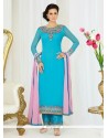 Aesthetic Georgette Embroidered Work Pant Style Suit