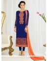 Intrinsic Georgette Blue Embroidered Work Churidar Salwar Suit