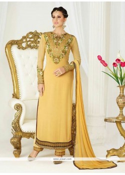 Mustard Georgette Pant Style Suit