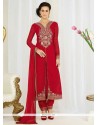 Sorcerous Georgette Red Resham Work Pant Style Suit