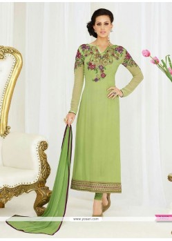 Subtle Georgette Embroidered Work Churidar Salwar Suit