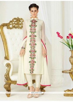 Stunning Embroidered Work Georgette Designer Straight Salwar Suit