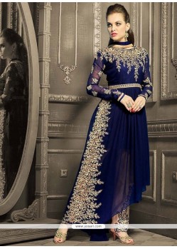 Baronial Gold Zardosi Work Georgette Pant Style Suit