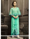 Ruritanian Georgette Sea Green Pant Style Suit