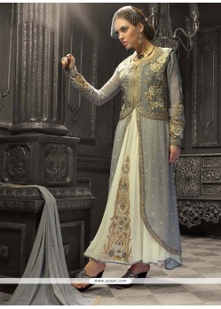 Grey Banglori Silk Jacket Style Salwar Suit